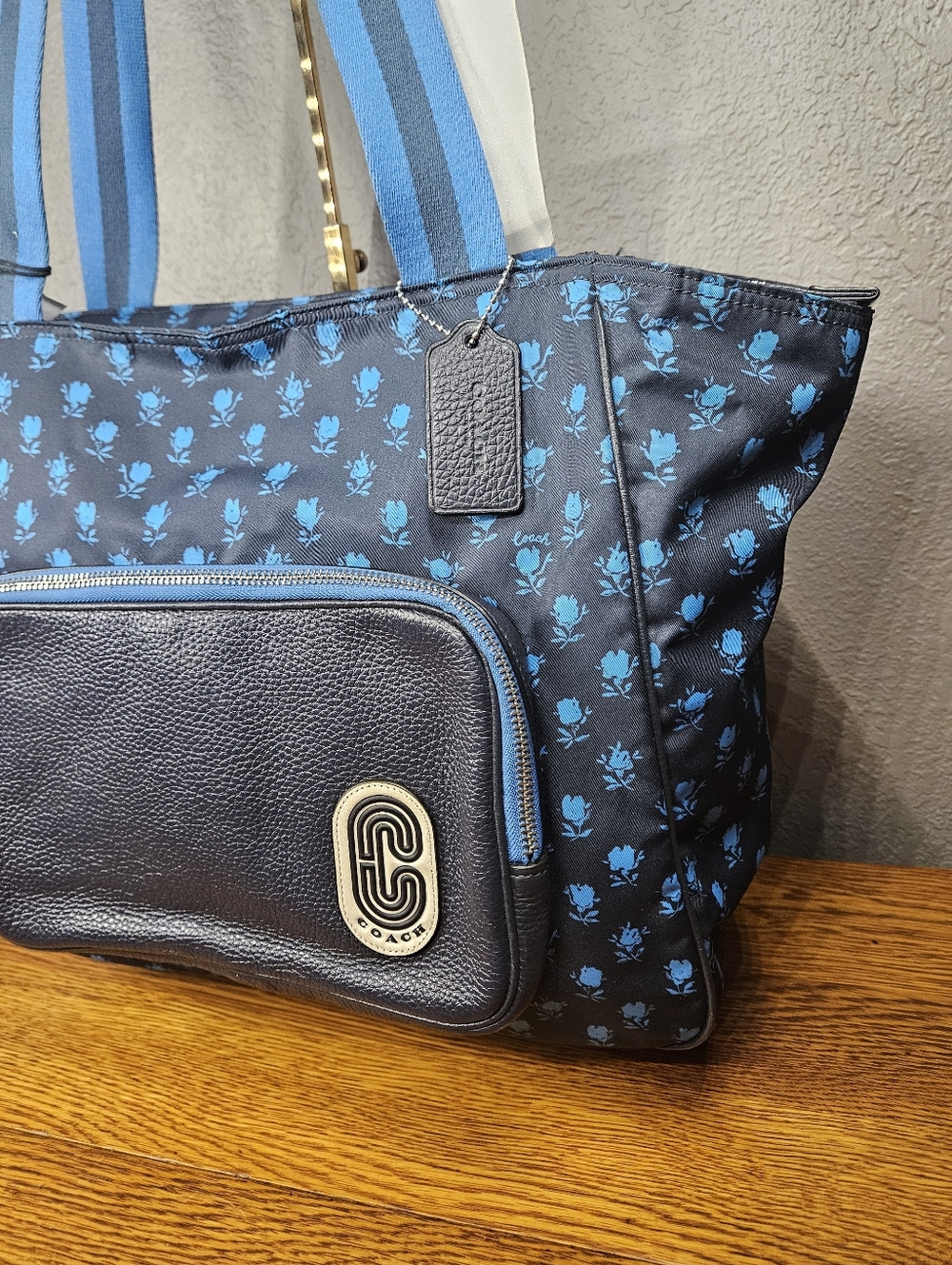 Coach Badlands Floral Print Nylon w/Pebble Leather Trim Tote Bag - Picture 6 of 13